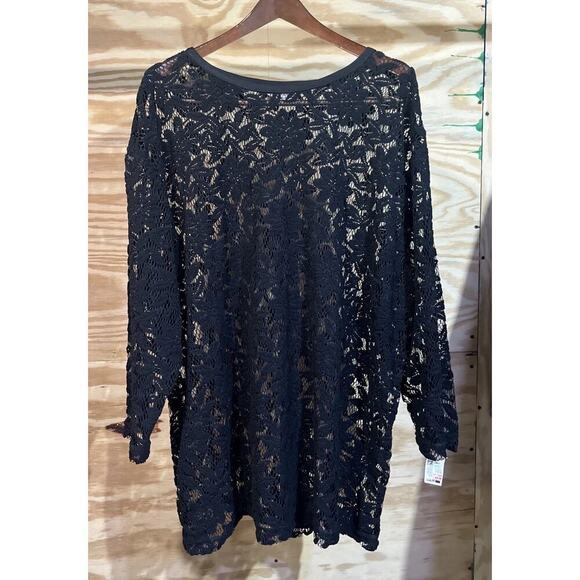 VTG Fishnet 24W Crochet Pullover Tunic Floral Festival Cottage Whimsigoth Witchy - Picture 1 of 7